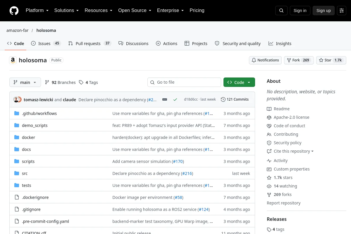 Holosoma website or repository screenshot