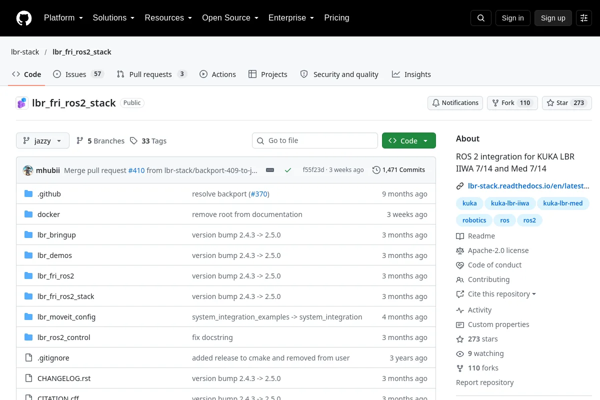 lbr fri ros2 stack · lbr-stack resource page screenshot