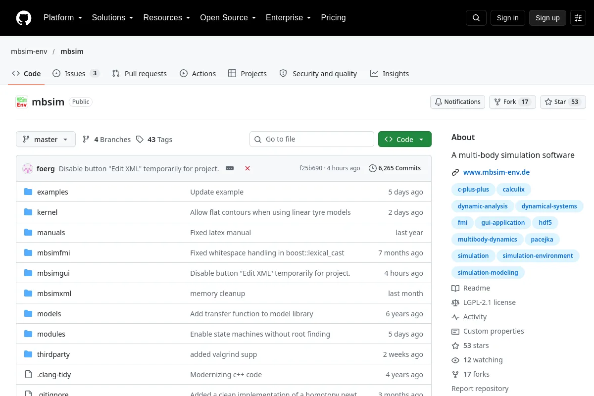 mbsim · mbsim-env website or repository screenshot