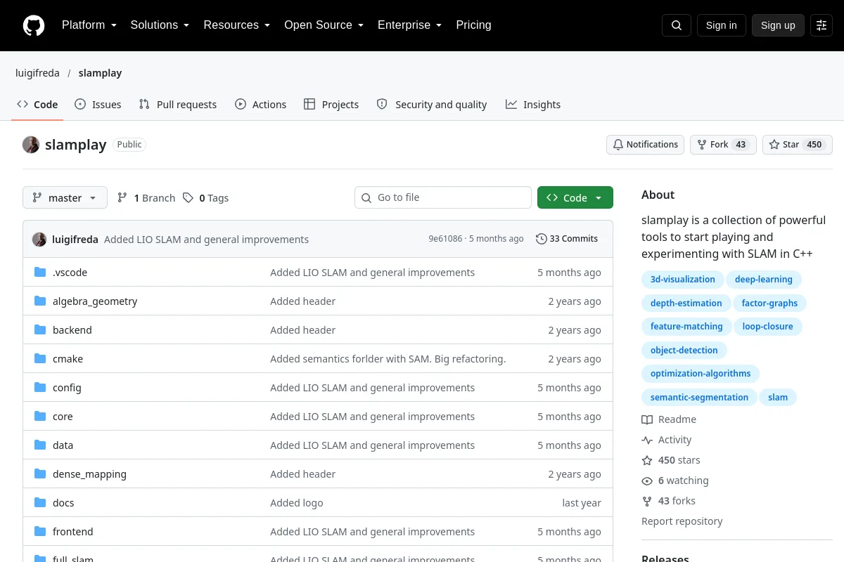 slamplay · luigifreda resource page screenshot