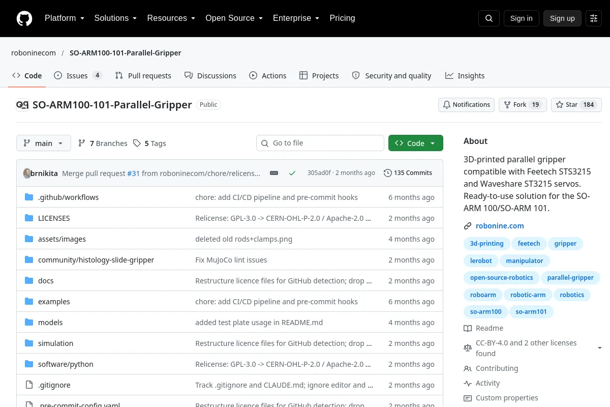 SO ARM100 101 Parallel Gripper · roboninecom website or repository screenshot