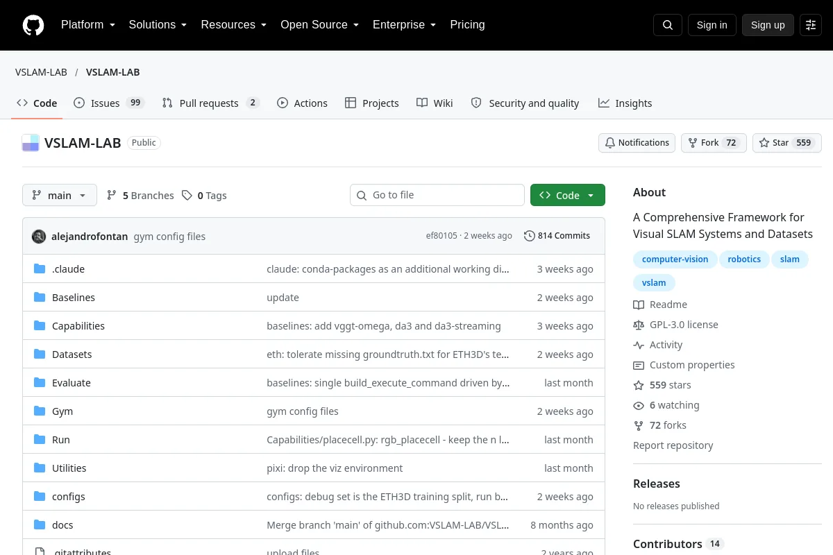 VSLAM-LAB · VSLAM-LAB website or repository screenshot