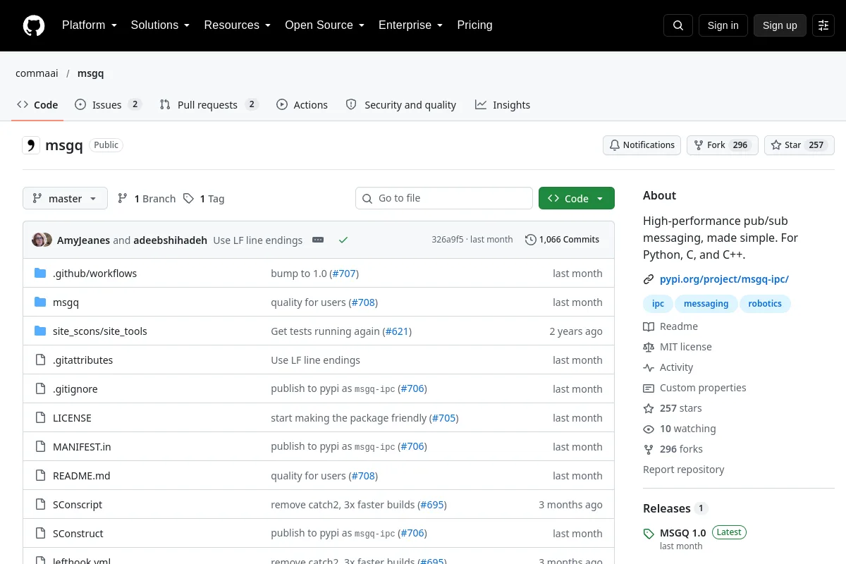 msgq · commaai resource page screenshot