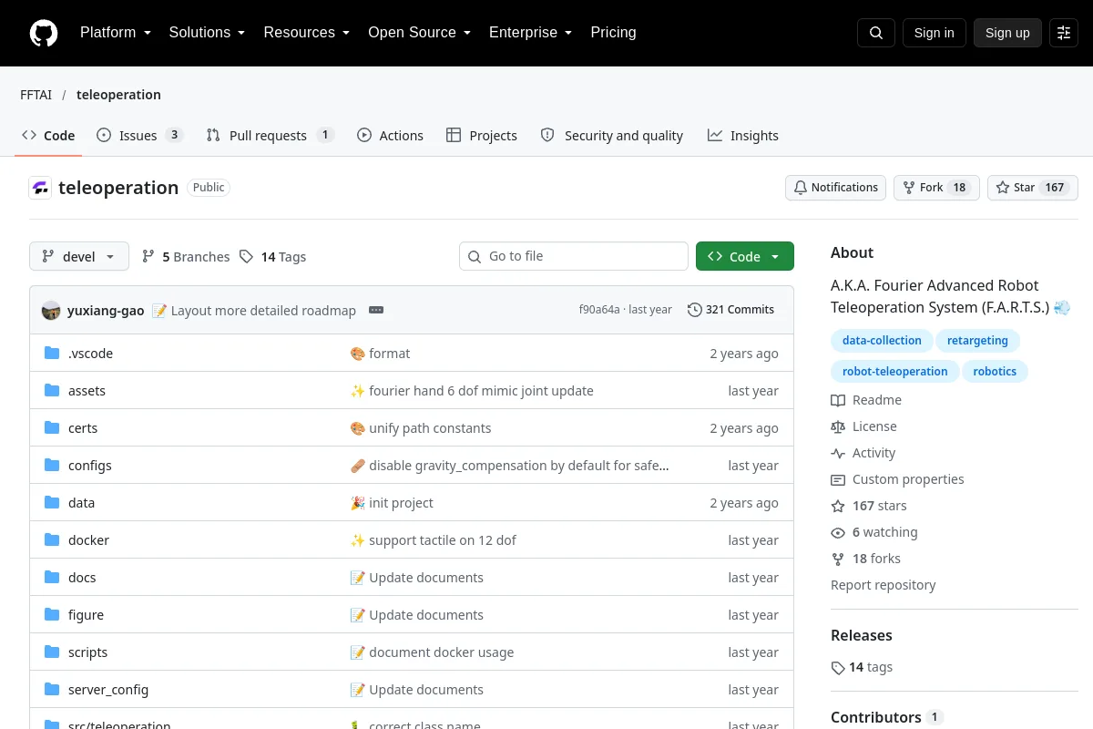 teleoperation · FFTAI resource page screenshot