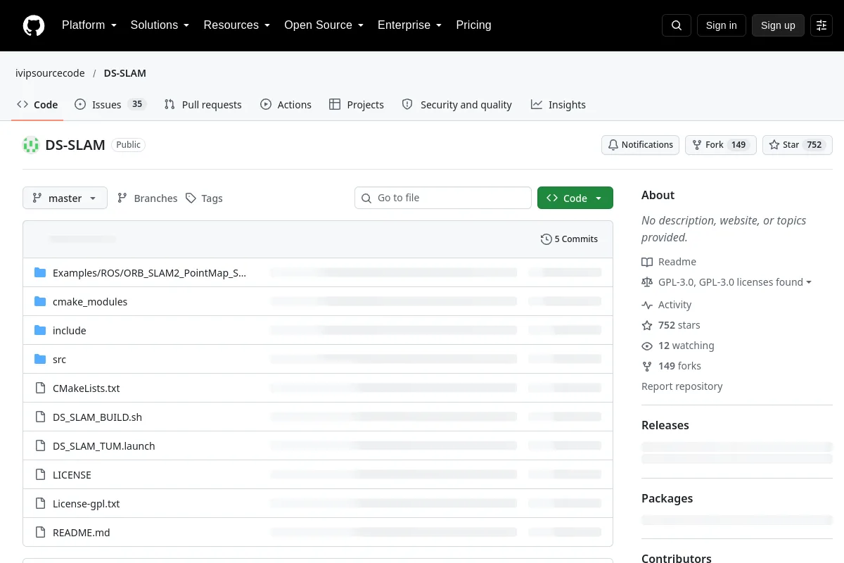 DS-SLAM · ivipsourcecode resource page screenshot