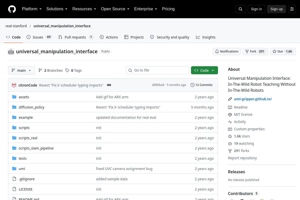 universal manipulation interface · real-stanford website or repository screenshot
