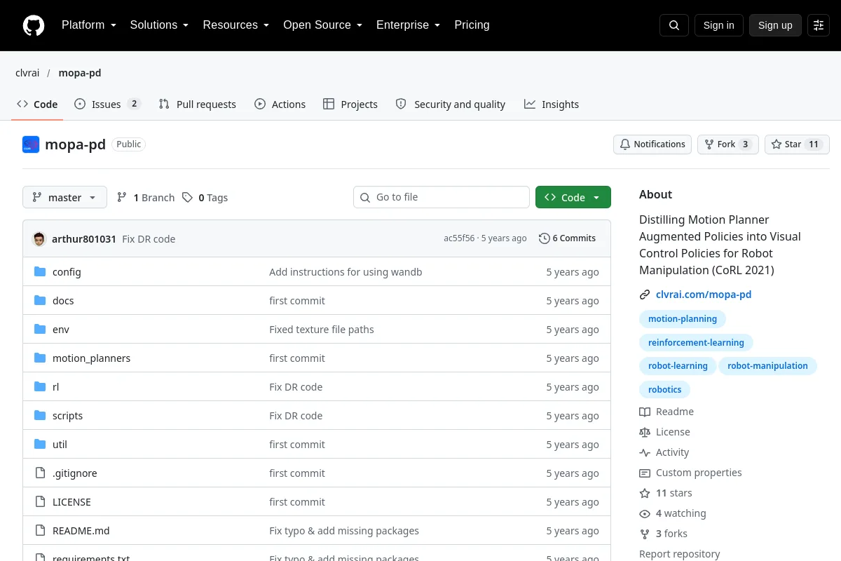 mopa pd · clvrai resource page screenshot