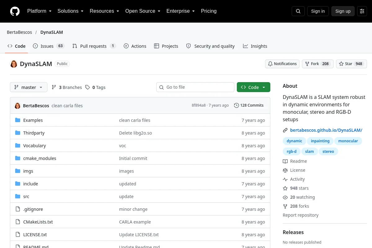 DynaSLAM · BertaBescos website or repository screenshot