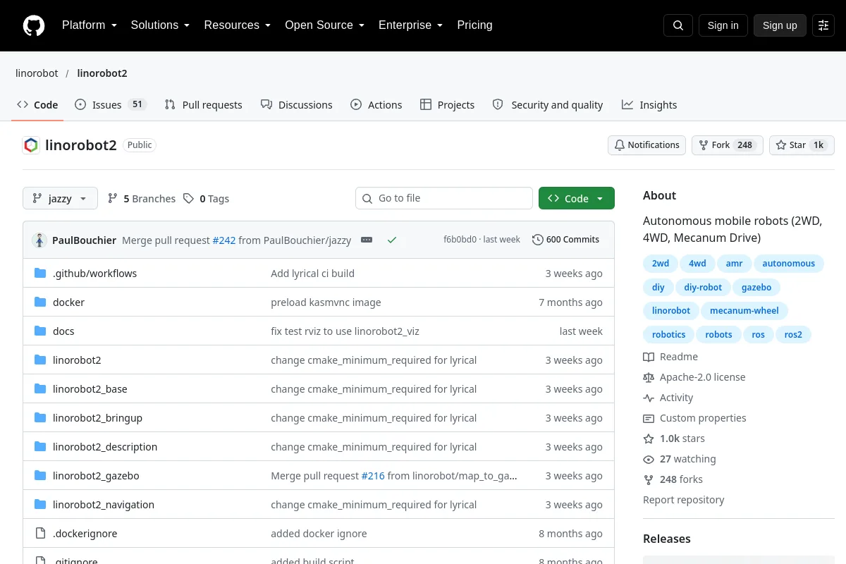 Linorobot resource page screenshot