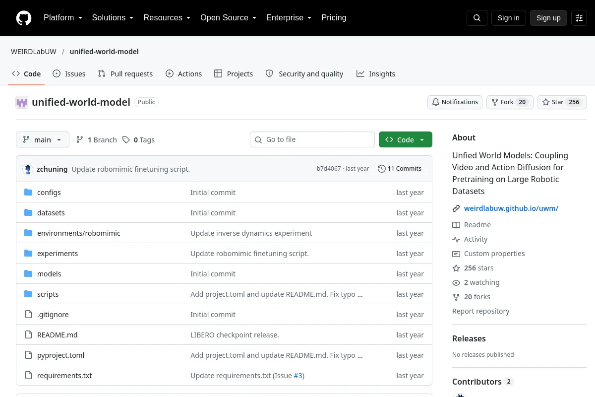 unified-world-model · WEIRDLabUW website or repository screenshot