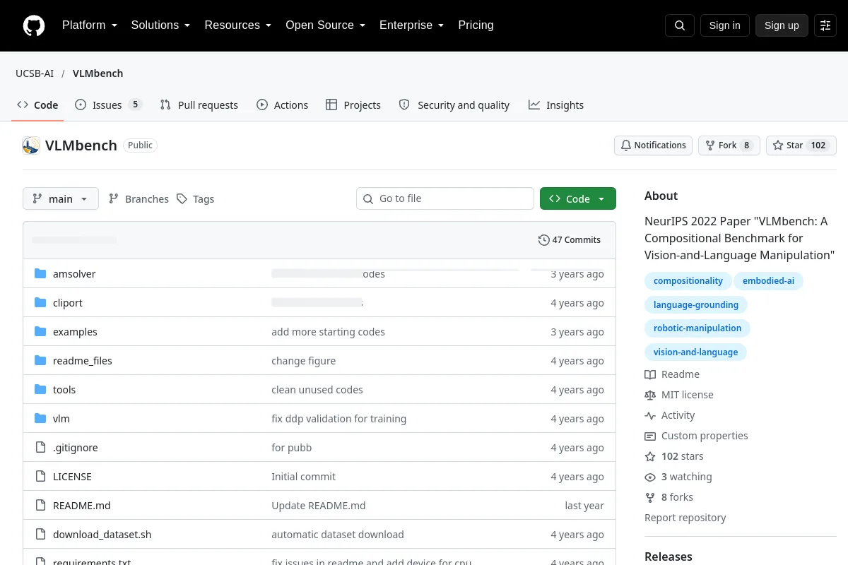 VLMbench · UCSB-AI website or repository screenshot