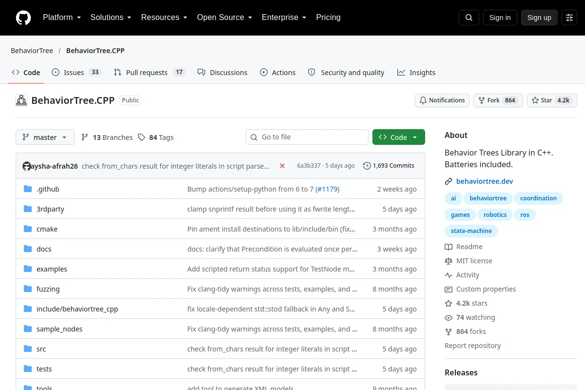 BehaviorTree.CPP · BehaviorTree website or repository screenshot