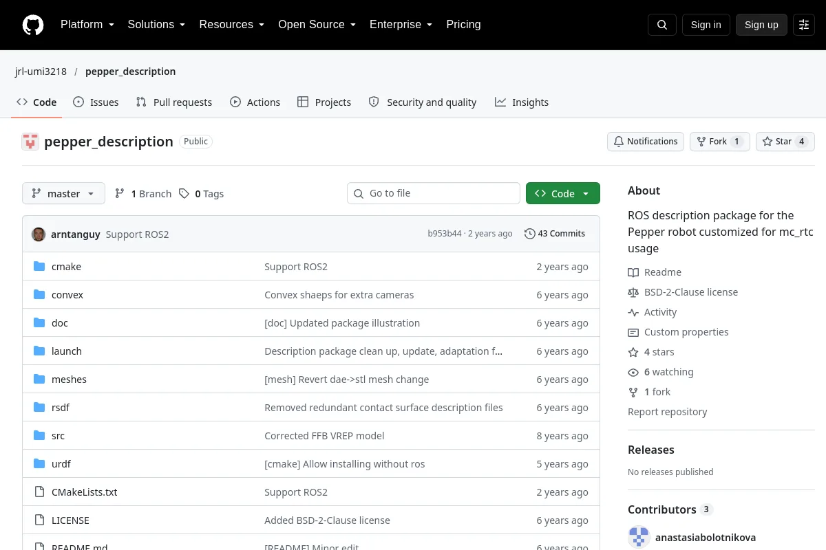 pepper description · jrl-umi3218 website or repository screenshot