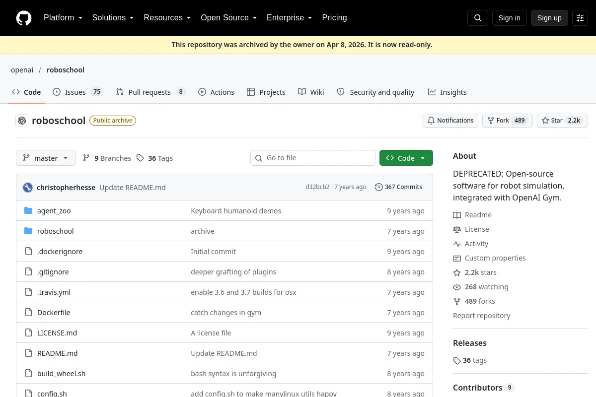 roboschool · openai website or repository screenshot