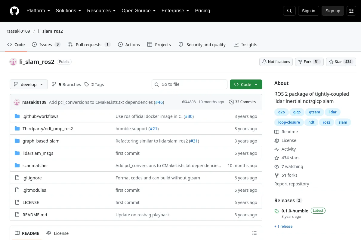 li_slam_ros2 · rsasaki0109 website or repository screenshot
