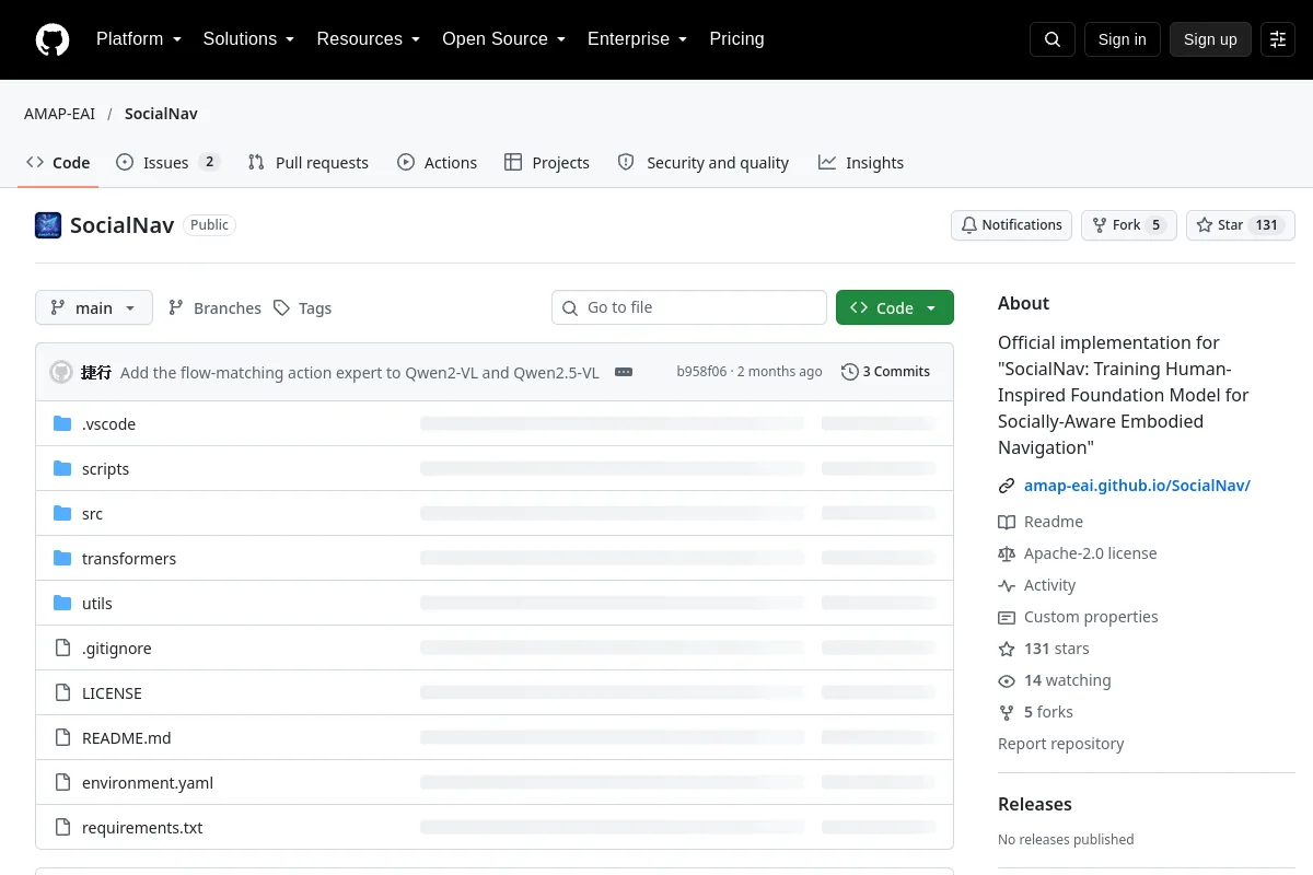 SocialNav · AMAP-EAI resource page screenshot