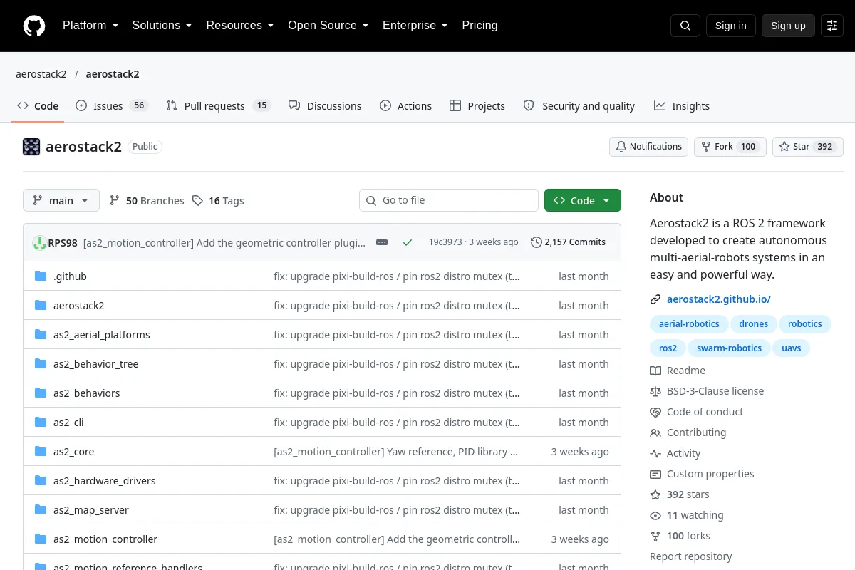 aerostack2 · aerostack2 resource page screenshot
