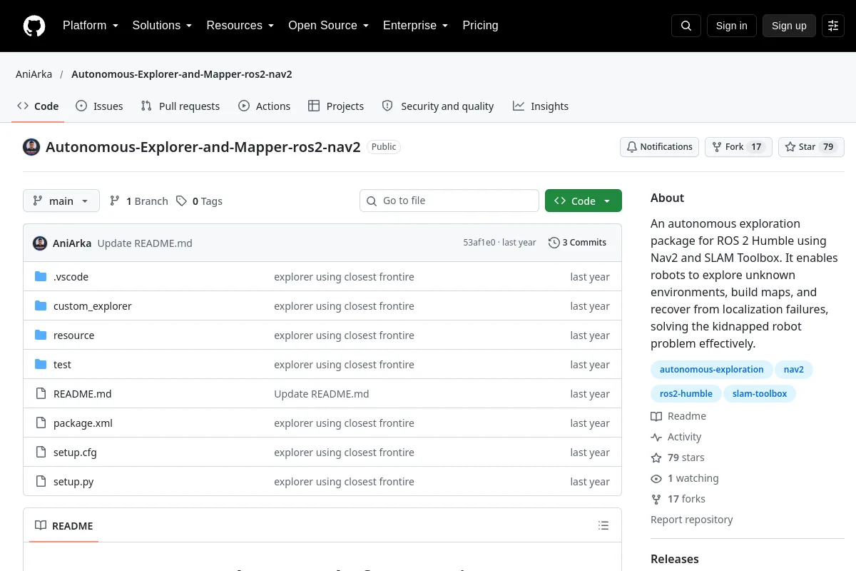 Autonomous-Explorer-and-Mapper-ros2-nav2 · AniArka website or repository screenshot