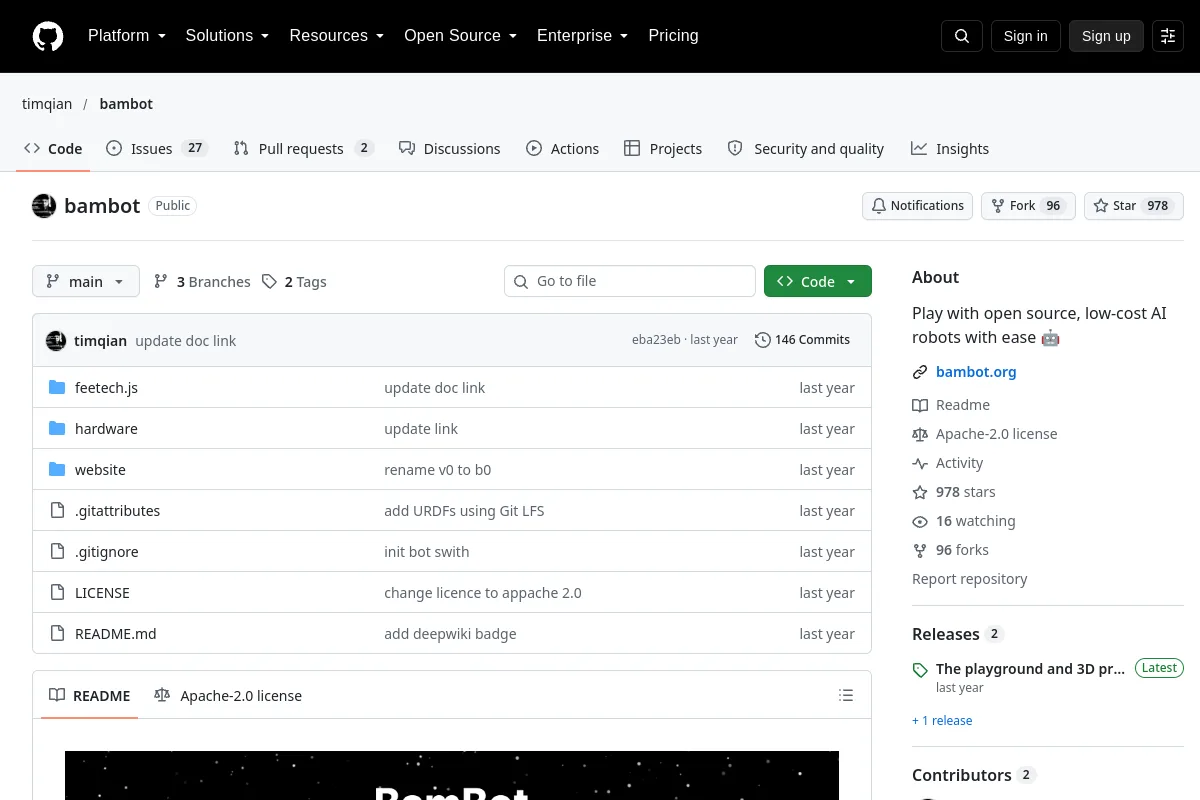 bambot · timqian website or repository screenshot