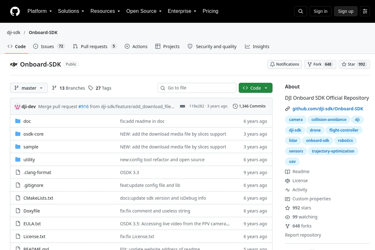 Onboard SDK · dji-sdk website or repository screenshot