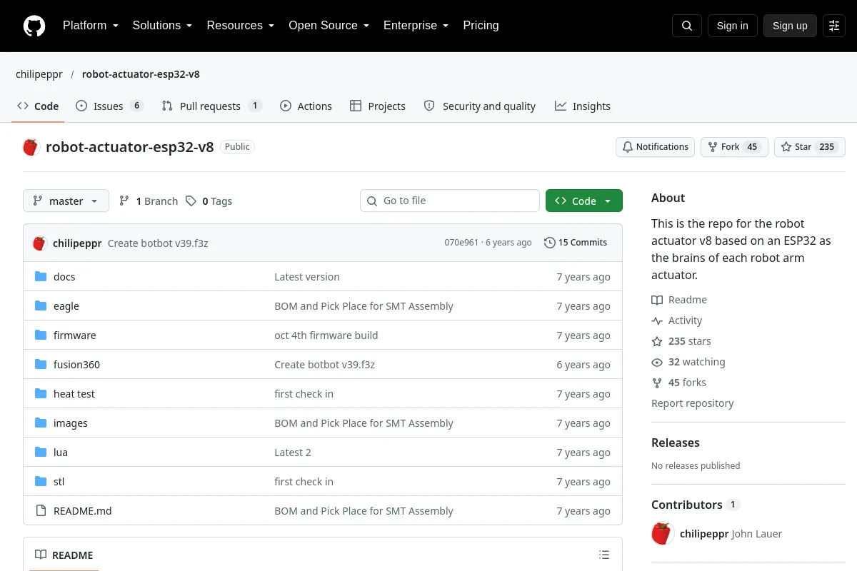 robot-actuator-esp32-v8 · chilipeppr website or repository screenshot