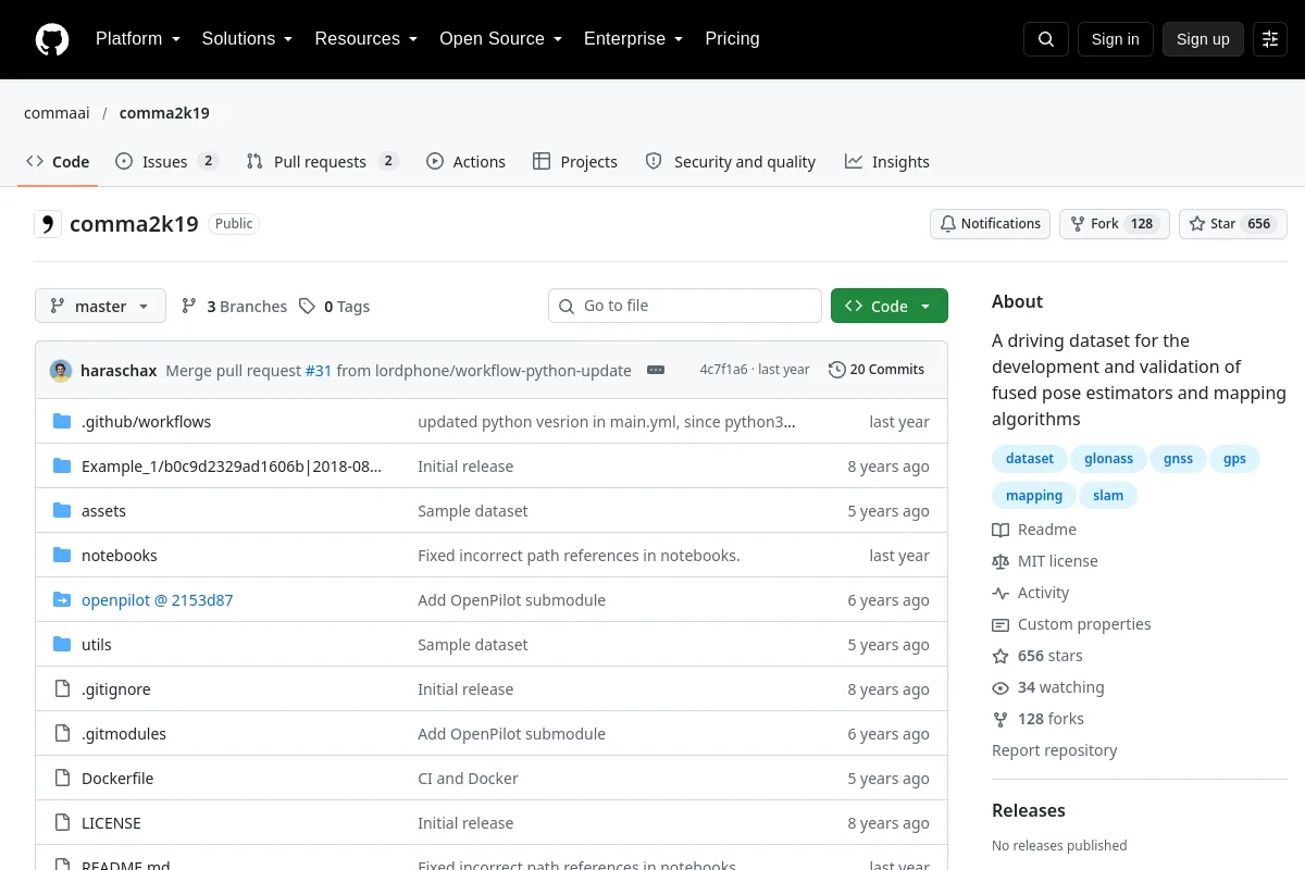 comma2k19 · commaai website or repository screenshot