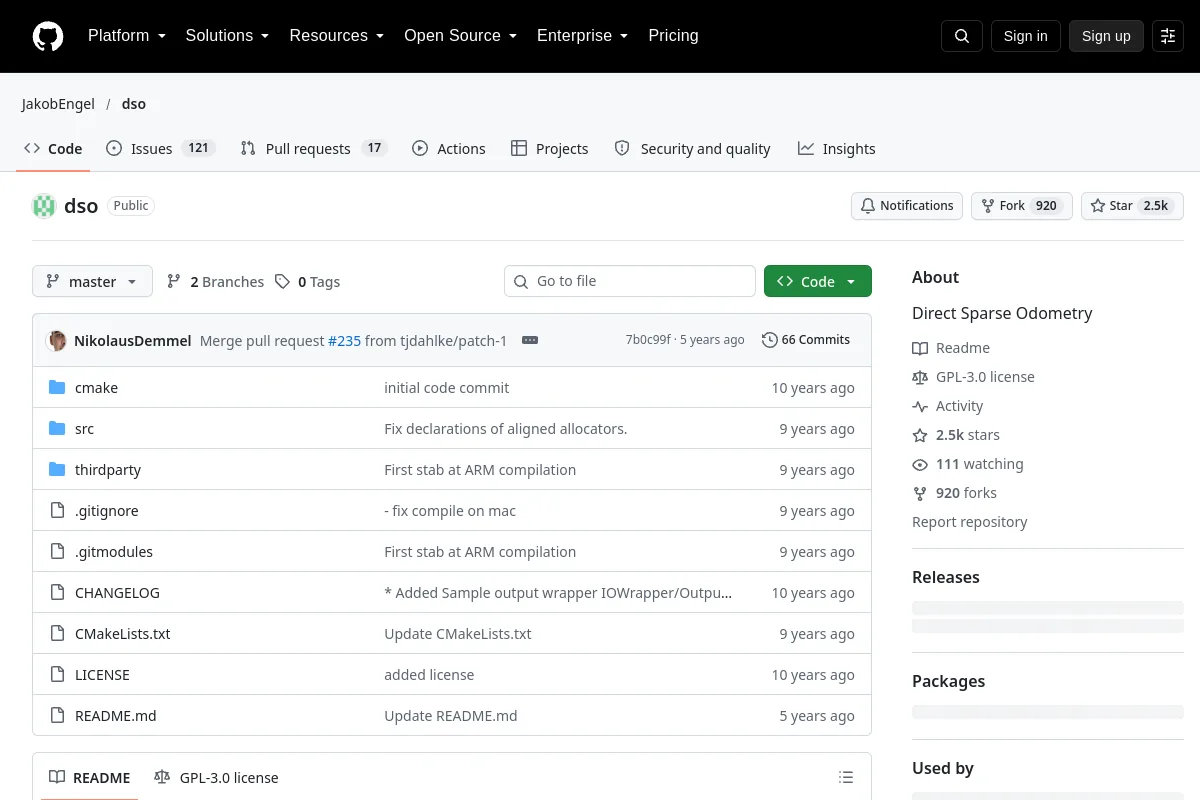 dso · JakobEngel website or repository screenshot