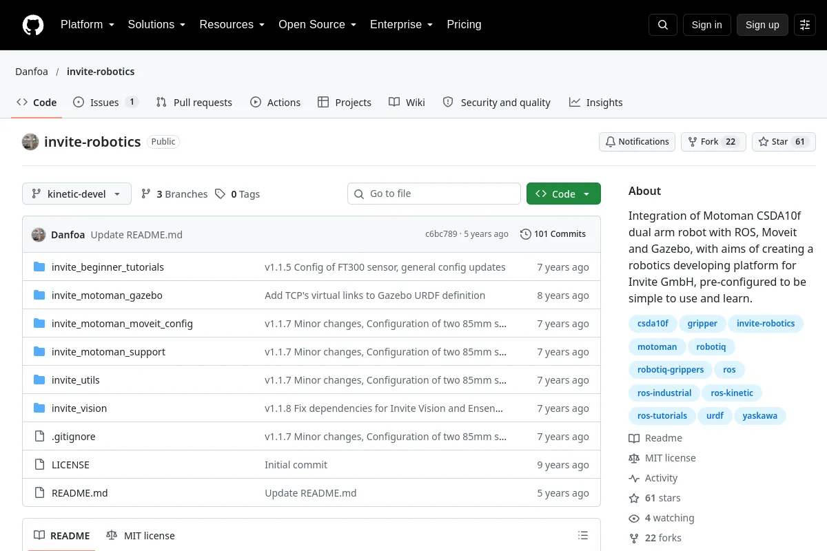 invite-robotics · Danfoa resource page screenshot