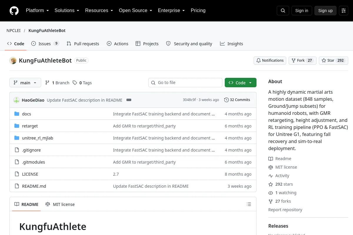 KungFuAthleteBot · NPCLEI website or repository screenshot