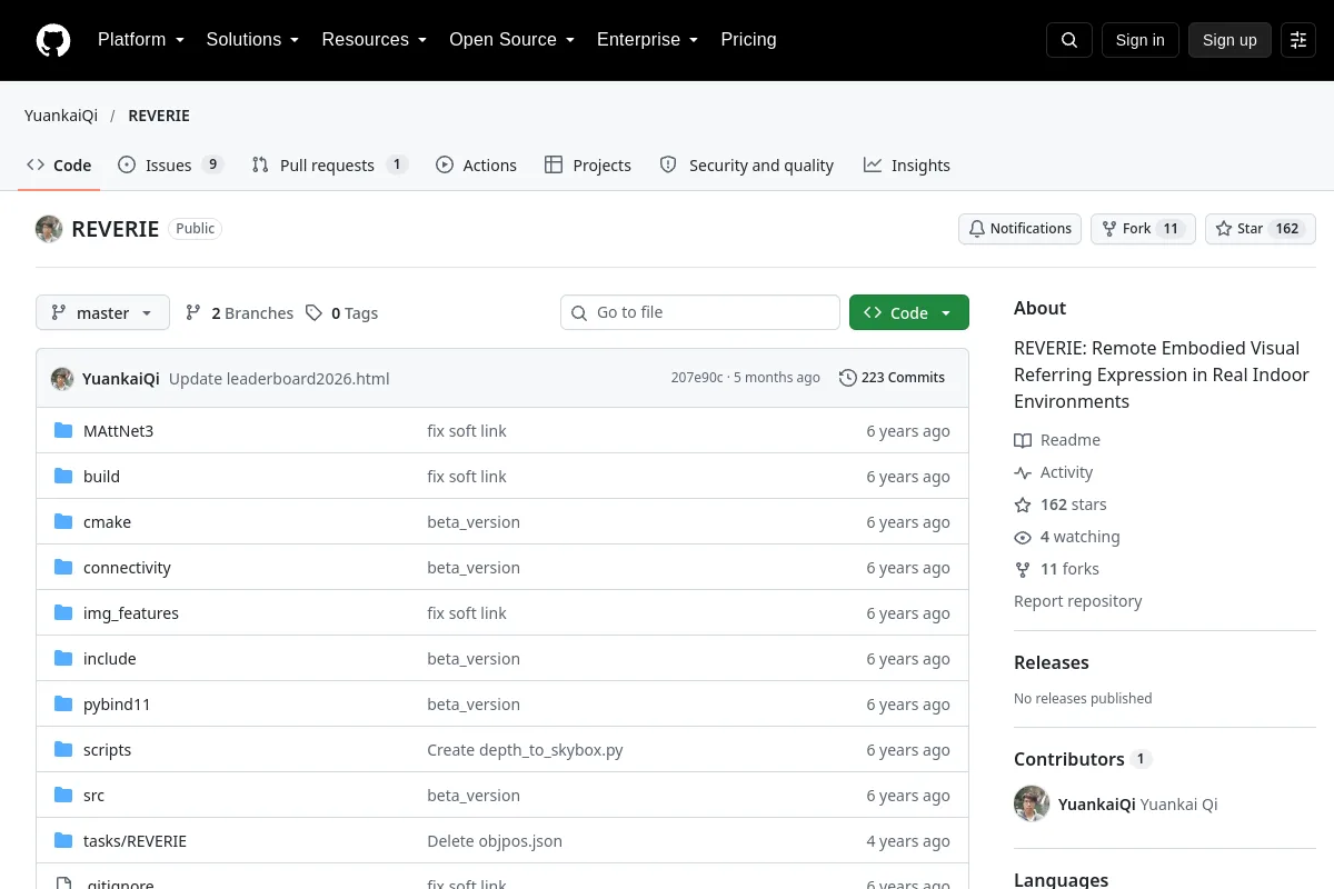 REVERIE · YuankaiQi website or repository screenshot