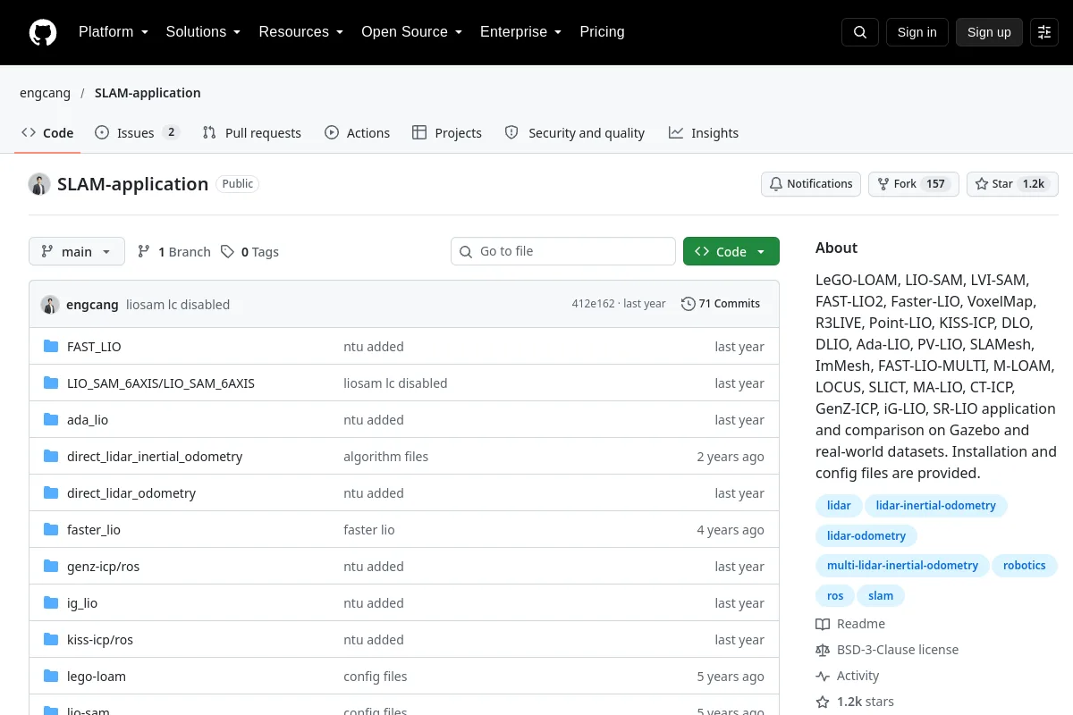 SLAM application · engcang resource page screenshot
