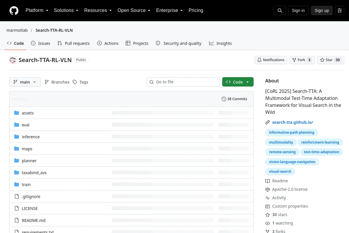 Search TTA RL VLN · marmotlab resource page screenshot