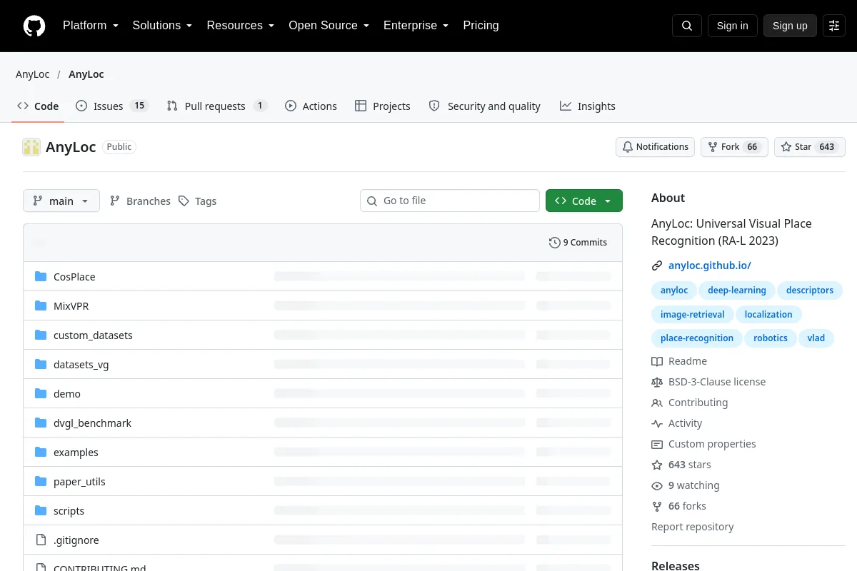 AnyLoc · AnyLoc website or repository screenshot