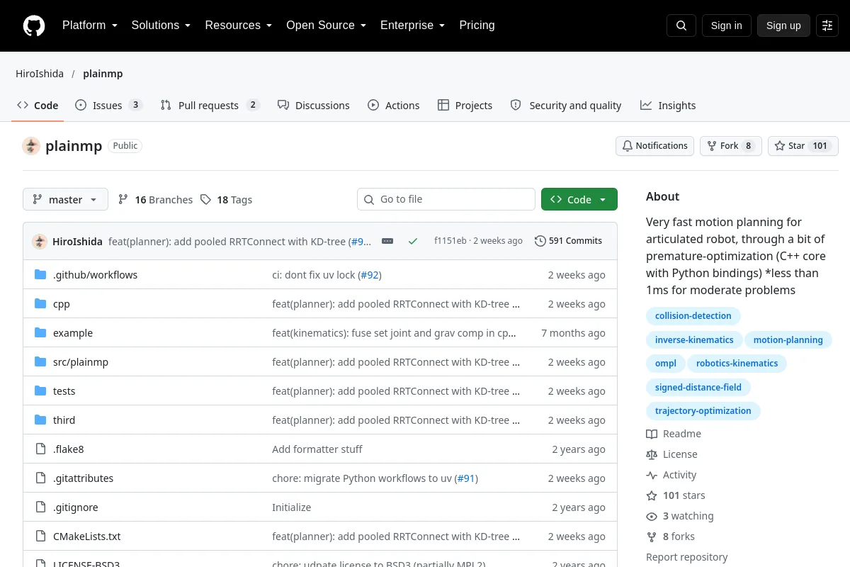 plainmp · HiroIshida resource page screenshot