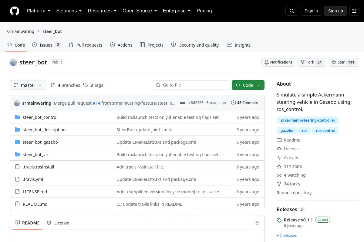 steer_bot · srmainwaring resource page screenshot
