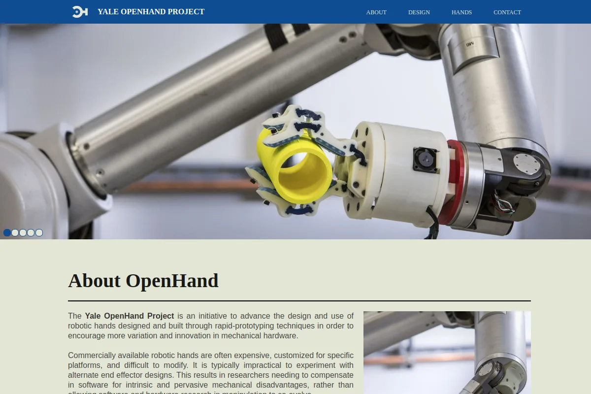 Yale OpenHand website or repository screenshot