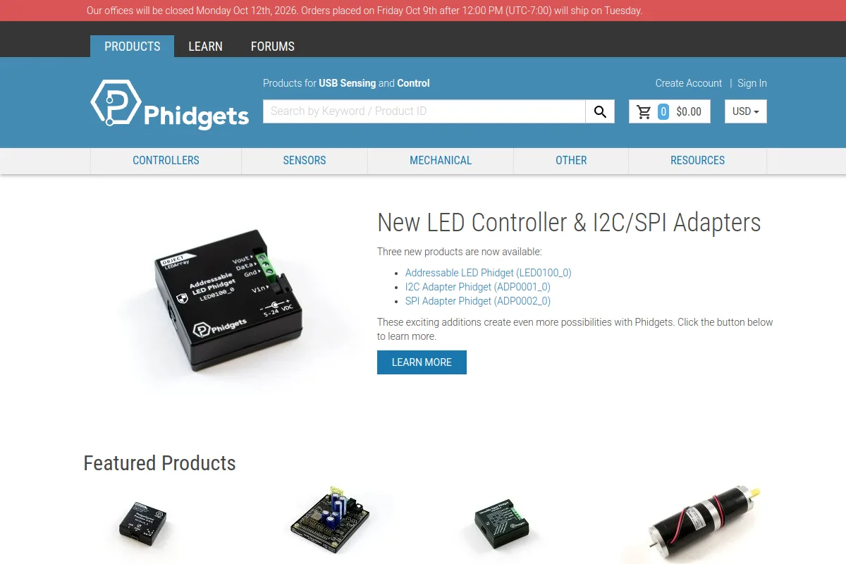 Phidgets website or repository screenshot