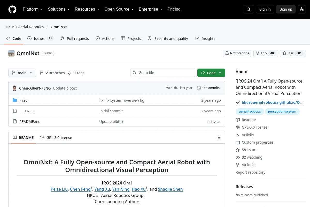 OmniNxt · HKUST-Aerial-Robotics resource page screenshot