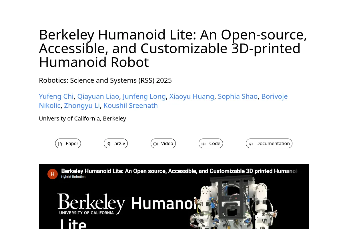 Berkeley Humanoid Lite website or repository screenshot