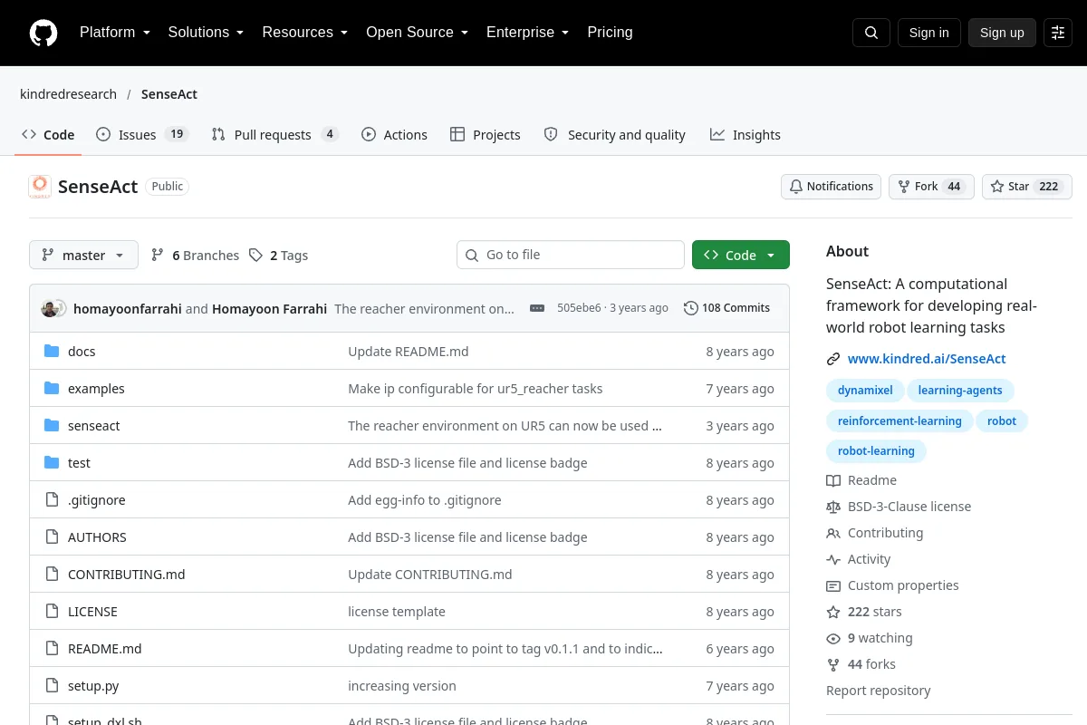 SenseAct · kindredresearch resource page screenshot