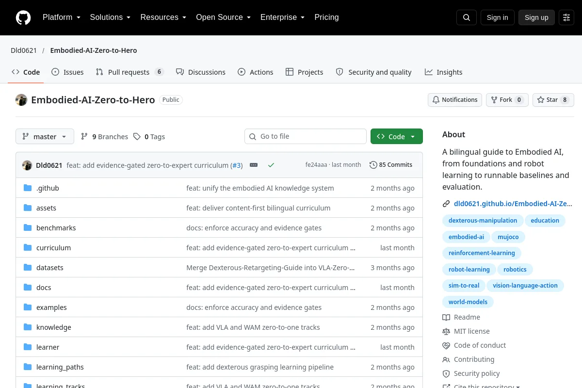 Embodied AI Zero to Hero · Dld0621 website or repository screenshot