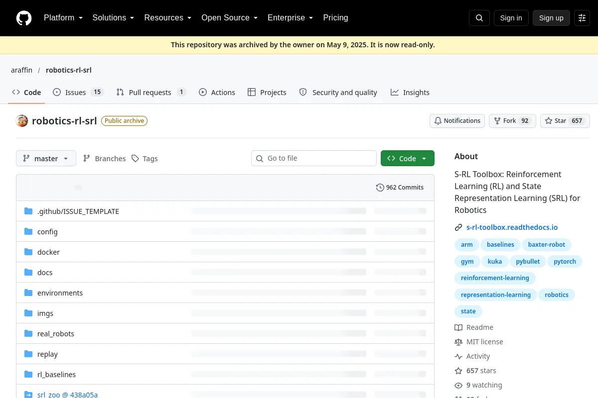 robotics rl srl · araffin website or repository screenshot