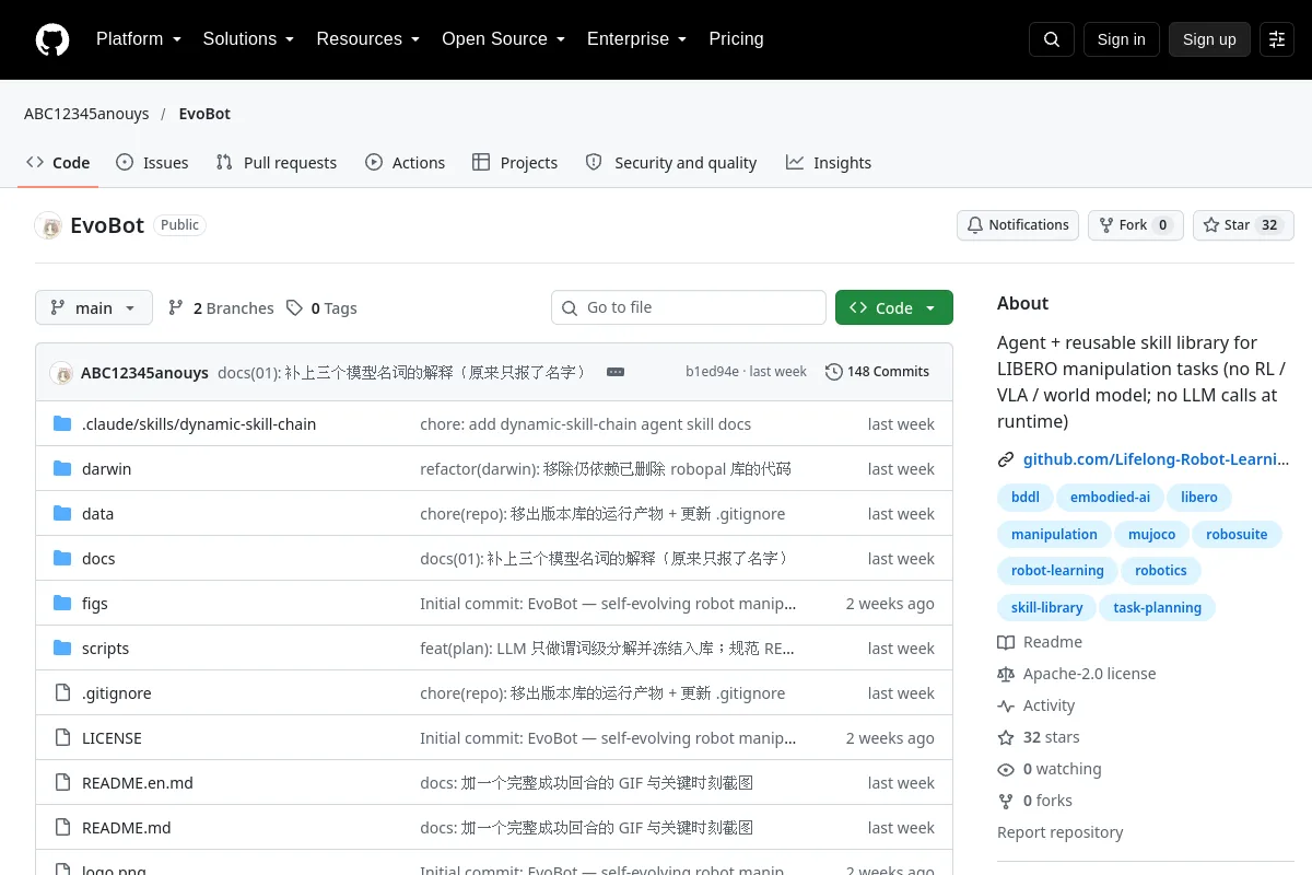 EvoBot · ABC12345anouys website or repository screenshot
