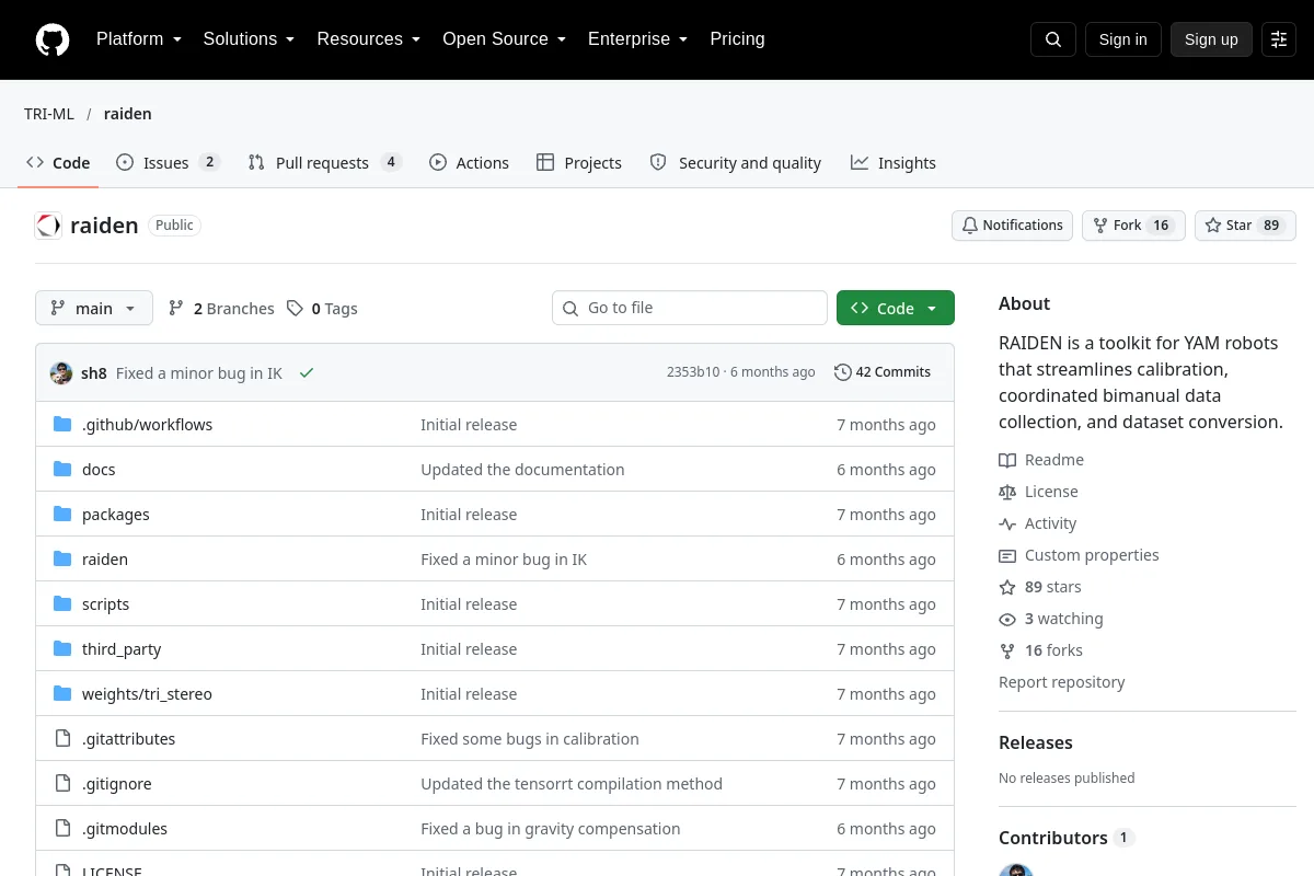 raiden · TRI-ML website or repository screenshot