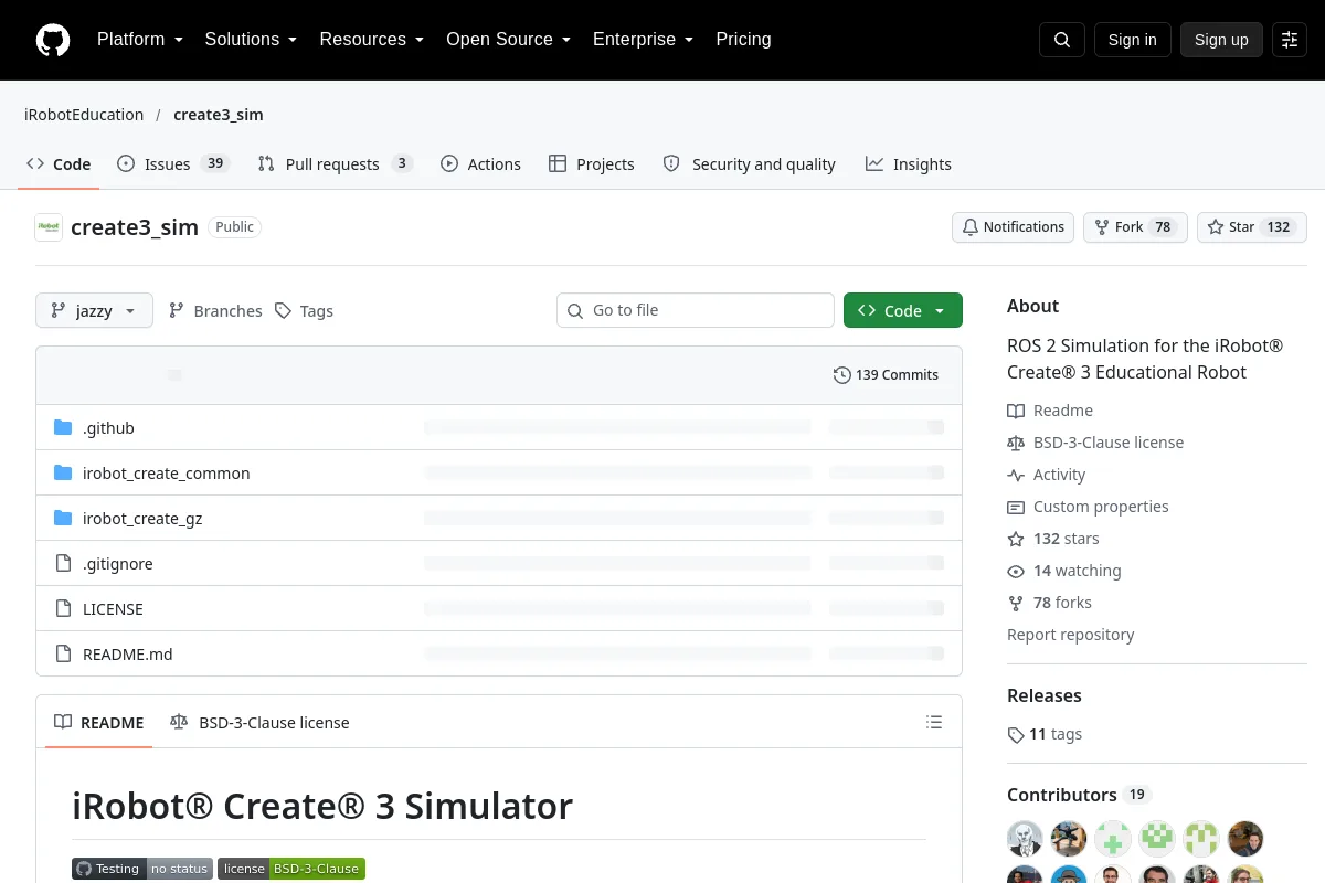 create3_sim · iRobotEducation resource page screenshot