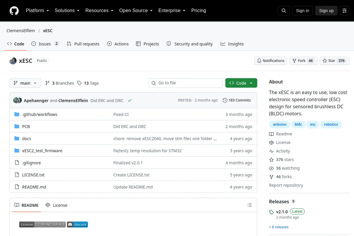 xESC · ClemensElflein resource page screenshot
