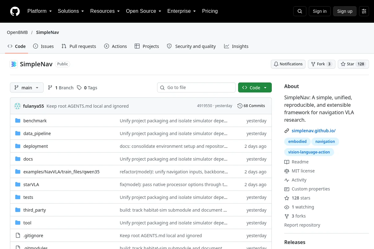 SimpleNav · OpenBMB resource page screenshot