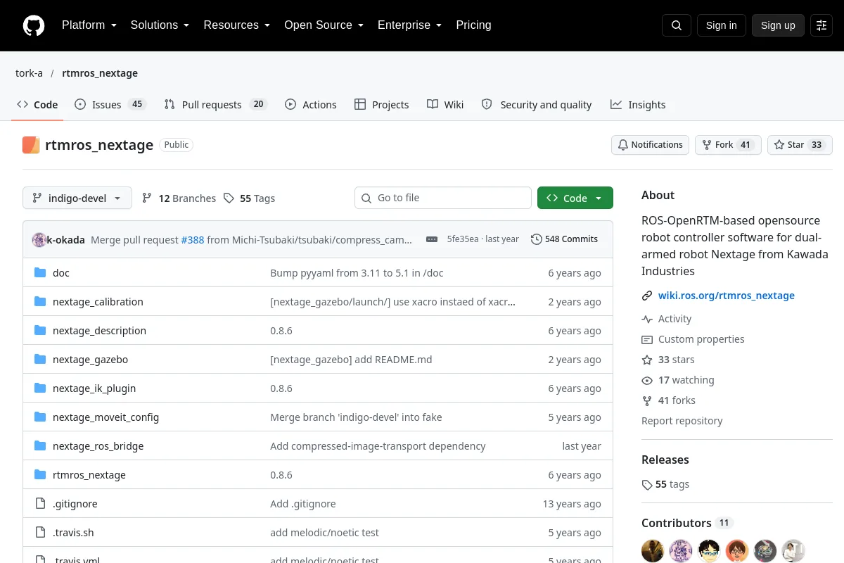 rtmros nextage · tork-a website or repository screenshot