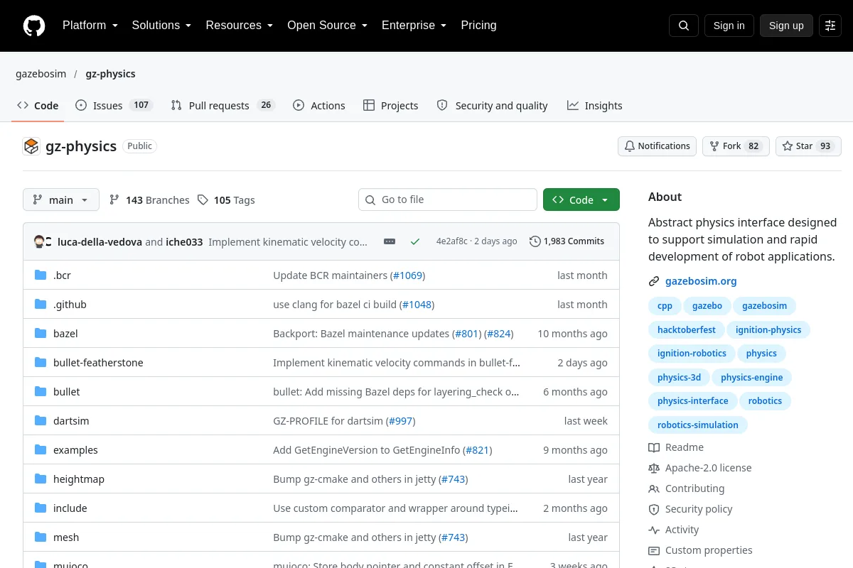 gz-physics · gazebosim website or repository screenshot