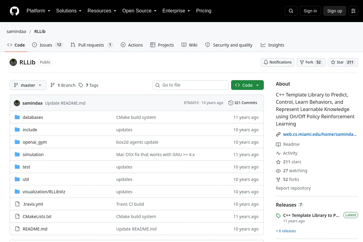 RLLib · samindaa resource page screenshot